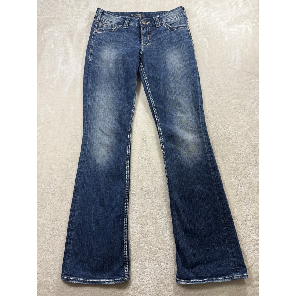 Silver Womens Suki Surplus Bootcut Flap Pocket Blue Jeans 29 Meas: 30x33.5
